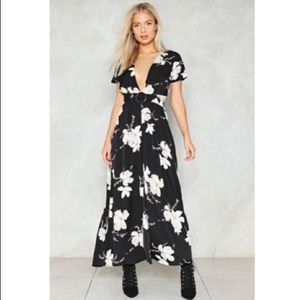 Belted floral maxi